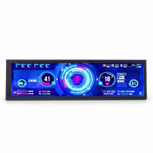 Image of 8.8 Inch IPS LCD Secondary Screen 8.8 inch Screen 480x1920 Resolution Computer Secondary Monitor, PC Case Screen Secondary Screen Computer for CPU GPU Temperature Display PC Case Monitors