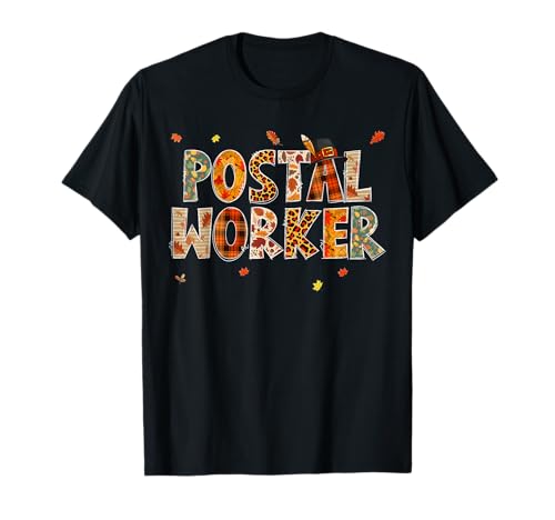 Funny Postal Worker Pumpkin Autumn Tree Fall Leaves T-Shirt