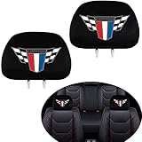 DONGT 2 pcs Seat Head Rest Cover for Camaro, Black Fabric Universal Headrest Cover Easy to disassemble and wash Fit for Camaro,Car Accessories for Camaro