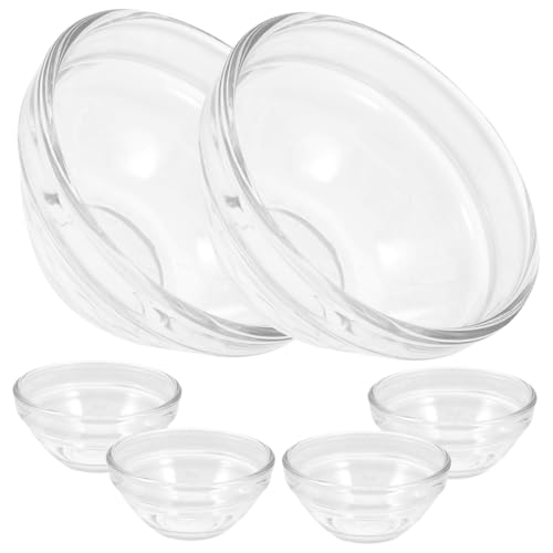 GRIRIW 6pcs Glass Bowl Kitchen Glassware Snack Bowl Dessert Bowl Dessert Serving Bowls Pudding Bowls Clear Bowls Condiment Bowls Food Container Glass Salad Bowls Small Bowls Prep Bowls