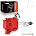 A-Premium Ignition Distributor with Cap and Rotor Compatible with Ford 351C 351M 400 429 460 HEI Distributor 7500 RPM 65K Coil, Red