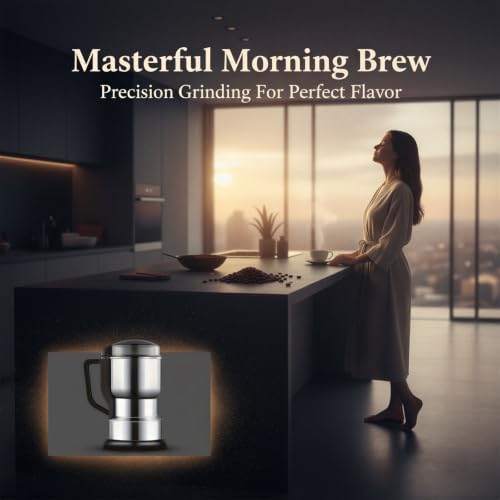 Coffee Grinder Electric with 304 Stainless Steel Body, Compact Portable Spice and Herb Grinder for Fine Powder, 110V-240V Multi Purpose Grain Mill for Home Use, Kitchen and Travel — view 2