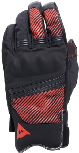 Dainese - Fulmine D-Dry® Gloves, Guantes de Invierno para Moto, Protectores de Nudillos, Guantes con Acolchado Térmico, Pantalla Táctil, Hombre, Negro/Negro/Rojo, L