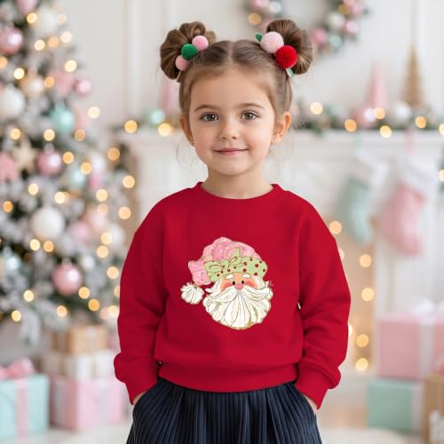 Toddler Girls Christmas Sweatshirts Bow Santa Shirt - Image 2