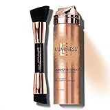 LUMINESS Silk Airbrush Spray Foundation & Buffing Brush Kit – Full Coverage Foundation & Dual-Sided Buffing Brush - Buildable Coverage, Anti-Aging Formula Hydrates & Moisturizes (Shade - Fair)