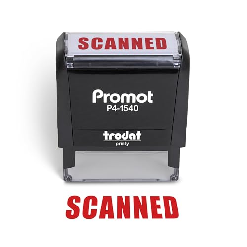 Promot Scanned Self Inking Rubber Stamp - Refillable Scanned Stamper - Business, Bookkeeping, Ordering, Accounting, Work, Office Stamps - Red Ink