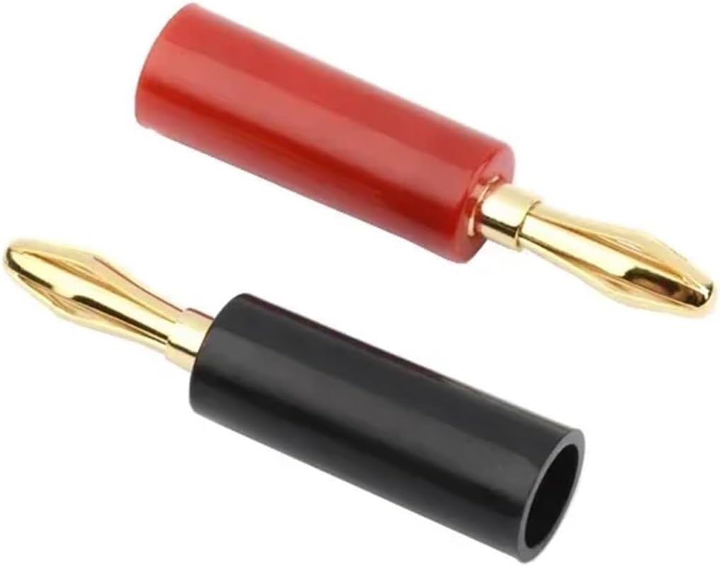 10/40/200PCS 4mm Gold Plated Banana Connector Speaker Horn Speakers Banana for Audio Video Cable Adapter Speaker(20 Red 20 Black)