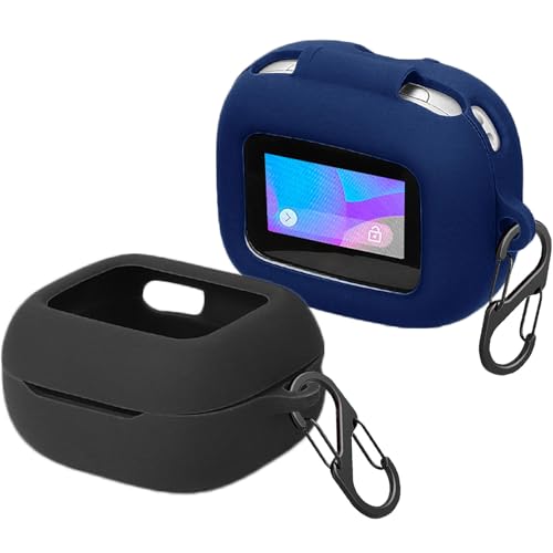 Confezione da 2 Cover Custodia Compatibile con JBL Live Buds 3 Live Beam 3 Live Flex 3 Cuffie e 2 Moschettone Portachiavi - bluetooth silicone blu nero