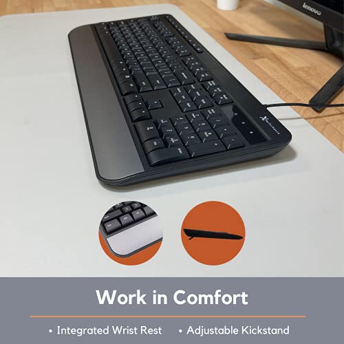X9 Performance Multimedia USB Keyboard Wired - Take Control of Your Media - Full Size Keyboard with Wrist Rest and 114 Keys (10 Media and 14 Shortcut Keys) - Wired Computer Keyboard for PC and Chrome