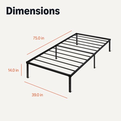 Amazon Basics Metal Bed Frame, Non-Foldable Platform Bed, Easy Assembly, Twin, 39W x 75L x 14H in, Black - image 5
