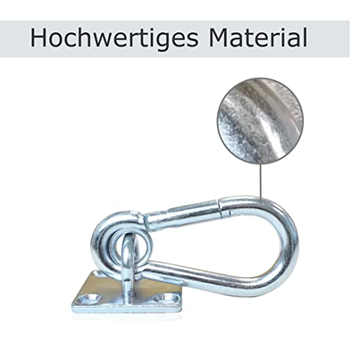 Connecting Ring Horse with Carabiner Connector for Screwing Eye Plate Solid Stainless Steel with 4 x Screws + 4 x Dowels (1 x Connecting Ring with Carabiner) - Image 4
