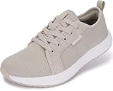WHITIN Wide Toe Box Walking Shoes for Women Size 8W Diabetic Zero Drop Cushion Width Tennis Sneakers Ladies Fitness Daily Beige 39