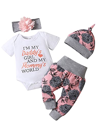 Image of Yvowming Newborn Baby Girl Clothes Infant Ruffle Romper Pants Set Summer Outfits Cute Baby Clothes for Girls