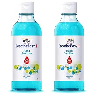 Berger Breathe Easy+ 200ml Hand Sanitizer 70% Alcohol (200ml,Pack of 2)