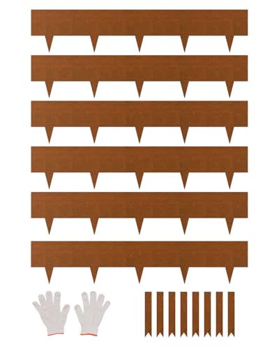 VEVOR Steel Landscape Edging, 6 Packs 40 x 8 in Weather-Resistant & Pre-Rust Metal Landscape Edging, Bendable Garden Edging Border, Shark Spike, Lawn Edging for Flower Bed Yard Pathway Divider