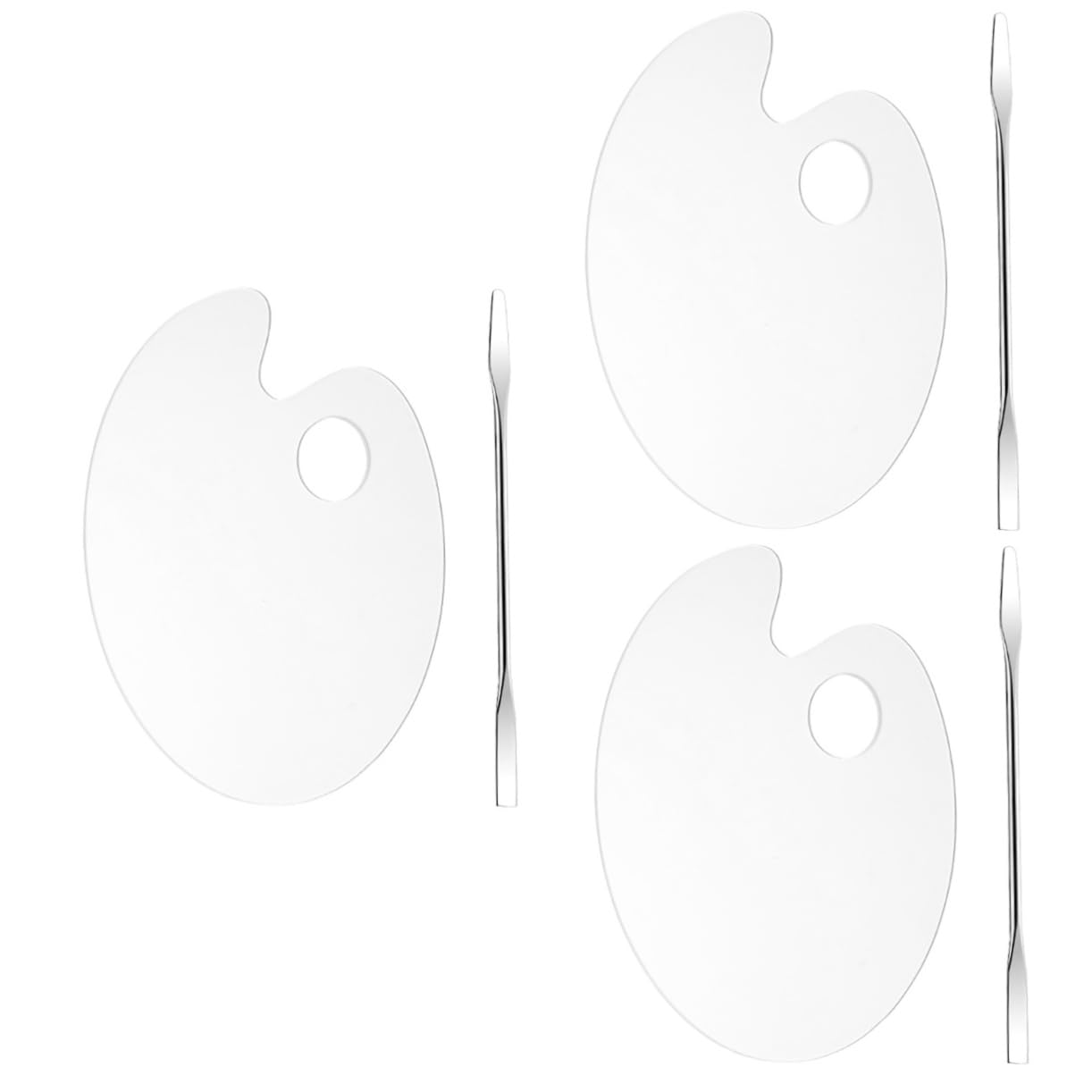 ARTIBETTER 3 Sets Sturdy Acrylic Makeup Palette Foundation Mixing Tray Makeup Supplies Blender Spatula Beauty Palette