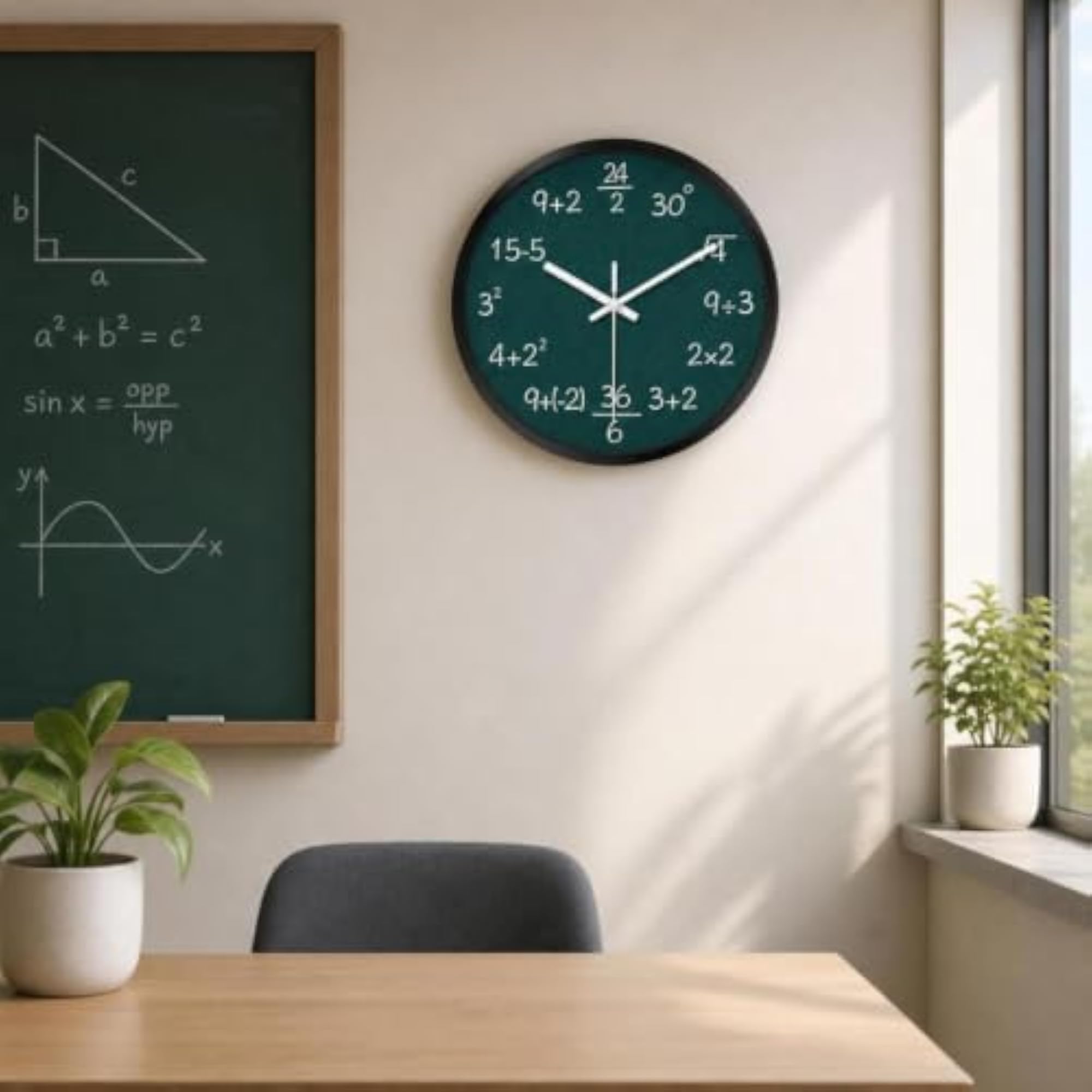 Math Equation Wall Clock, Novelty for Classroom