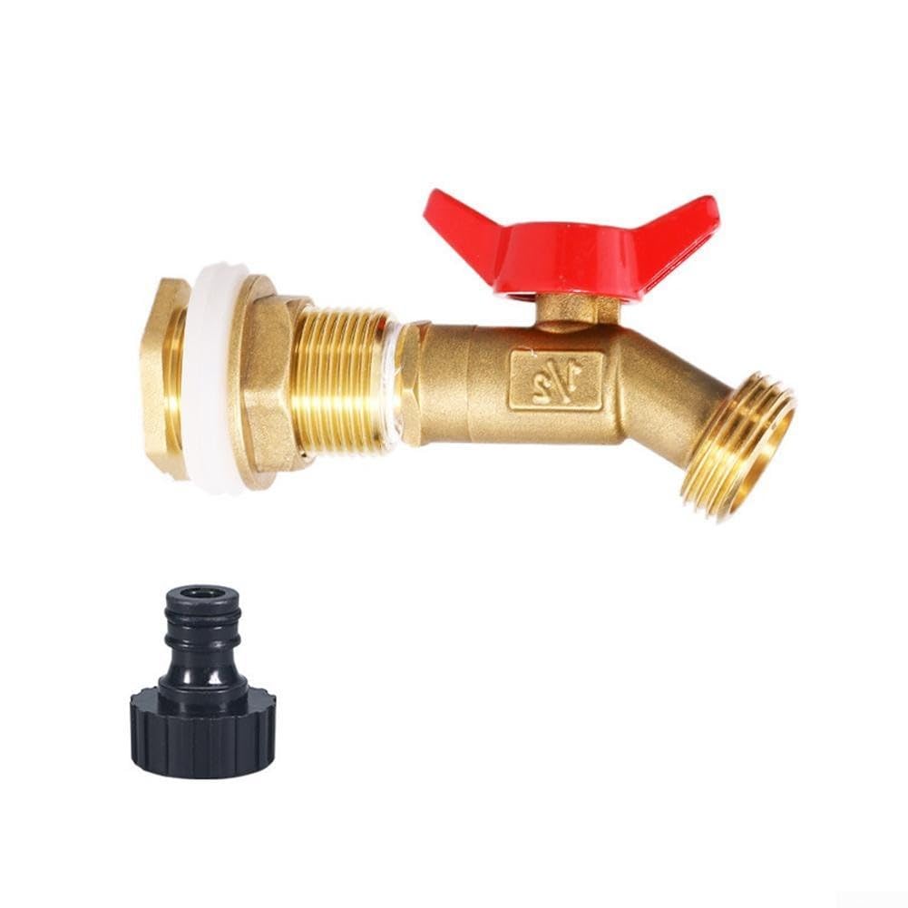 Rubinetto a Sfera in Ottone a Flusso Pieno, Maschio, Attacco per Tubo Flessibile da 1/2" NPT, Uscita da 3/4" GHT, Rubinetto per Esterno con Controllo dell'Acqua da Giardino
