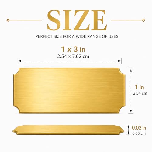 Disabeki 40 Pcs Gold Stainless Steel Name Plates for Laser Engraving, 1 x 3 Inch Brushed Blank Plaques with Adhesive Backing for Frames, Trophies, Awards and DIY Crafts - Image 2