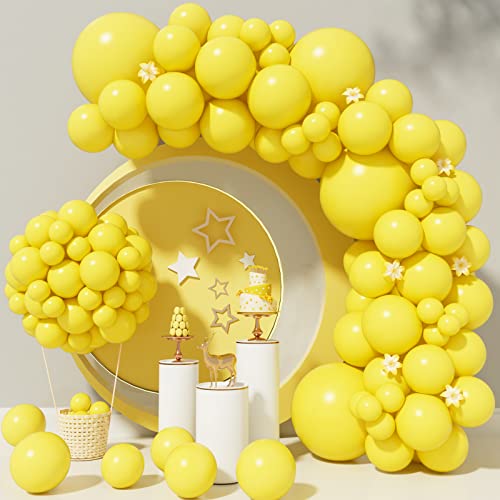 Yellow Balloons 110Pcs Yellow Balloon Garland Arch Kit 5/10/12/18 Inch Matte Latex Yellow Balloons Different Sizes as Honey Bee Gender Reveal Balloons Baby Shower Birthday Sunflower Party Decorations