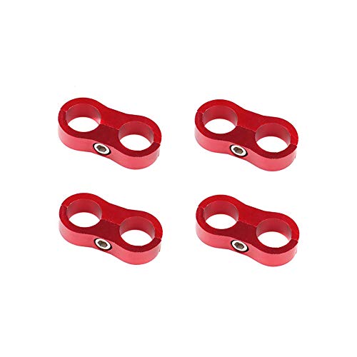 Lot de 4 Colliers Séparateurs de Tuyau, MoreChioce AN10 Séparateur de Tuyau de Carburant Collier de Montage Adaptateur de Raccord de Tuyau en Aluminium pour Ligne de Frein à Huile,Rouge Cover