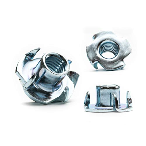 M5 (5mm ¯) T-Nuts Four Pronged Captive Blind Threaded Inserts For Wood Furniture (Pack of 20) A02E