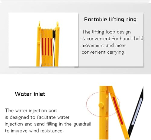 Barricada móvel expansível, barricada dobrável de 8,2 pés, barreiras de segurança rodoviária portáte