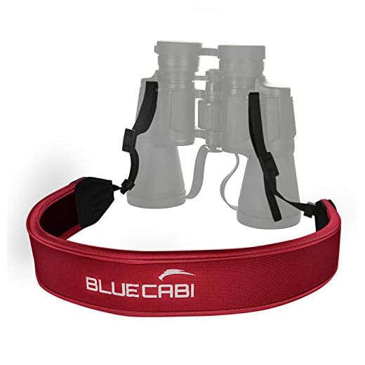 BlueCabi Neoprene Neck Strap for Cameras and Binoculars - Wide Comfortable Unisex Adjustable Anti-Slip Neck/Shoulder Belt Strap - Perfect for Binoculars, Rangefinders and DSLR Cameras - Red