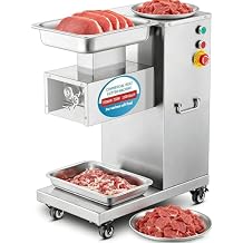 Professional 1200Lbs/H Electric Meat Dicer with Dual 3mm Removable Blades & 750W Motor Stainless Steel Commercial Meat Processor for Kitchen & Restaurant