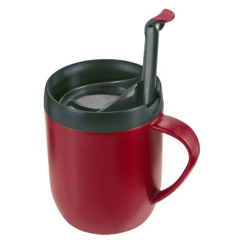 Zyliss E990002 Hot Mug Cafetiere | Plastic/Silicone | Red | Coffee Travel Mug/Insulated Coffee Mug/Filter For Ground Coffee/Mug With Lid/Camping Mug | Dishwasher Safe | 5 Year Guarantee Cover