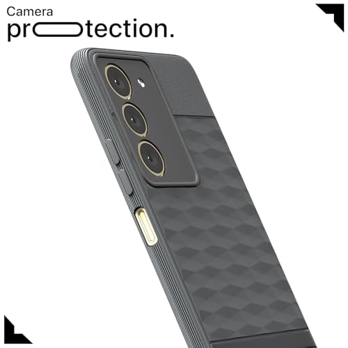 Image of Pikkme Back Cover for Realme 14x 5G Camera Protection 3D Hexa Cube Design Silicone Protective Bumper Case (Grey)