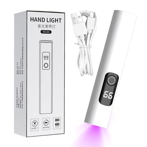 Sghtil Pequeña lámpara de uñas UV | Secador de esmalte de uñas recargable por USB, portátil con pantalla de 2 tiempos para manicura pedicura estudio hogar viajes
