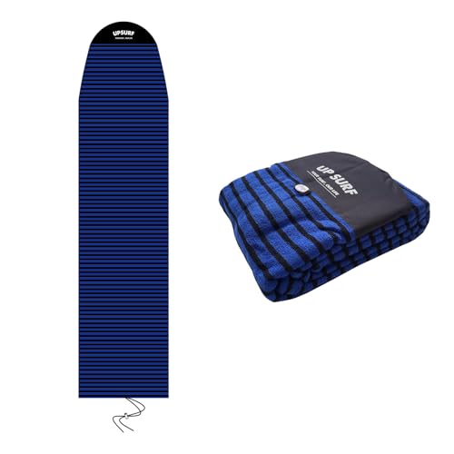 UPSURF - Funda para calcetines de surf de 7'15.2 cm/8'/8'15.2 cm/9'/10' - Funda protectora larga para tu tabla de surf (negro + azul, 10 pulgadas)