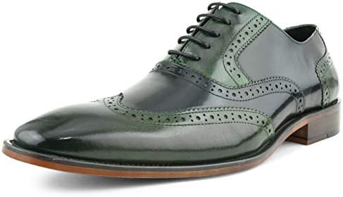 Asher GreenAG100 - Men's Dress Shoes - Genuine Calf Leather Wingtip Oxfords - Two Tone and Multi Tone Mens Dress Shoes