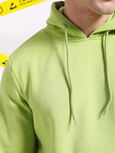 Image of The Indian Garage Co Green Regular Fit Solid Pullover Hooded Sweatshirt