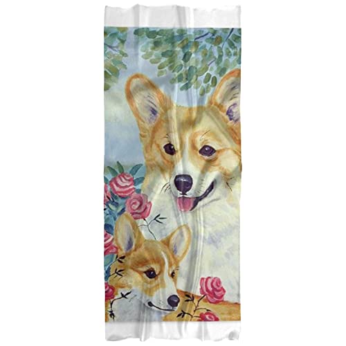Écharpe légère femme avec motifs fleurs et Corgi, le cadeau idéal pour l'hiver