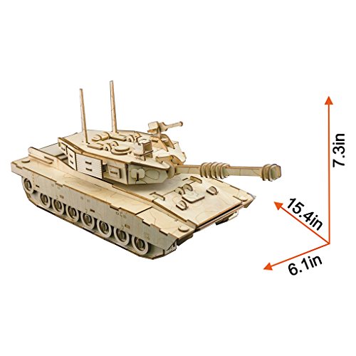 3D Wooden Puzzles Laser Engraving DIY Safe Assembly Constructor Kit Toy for Teens and Adults (Tank) - Image 2