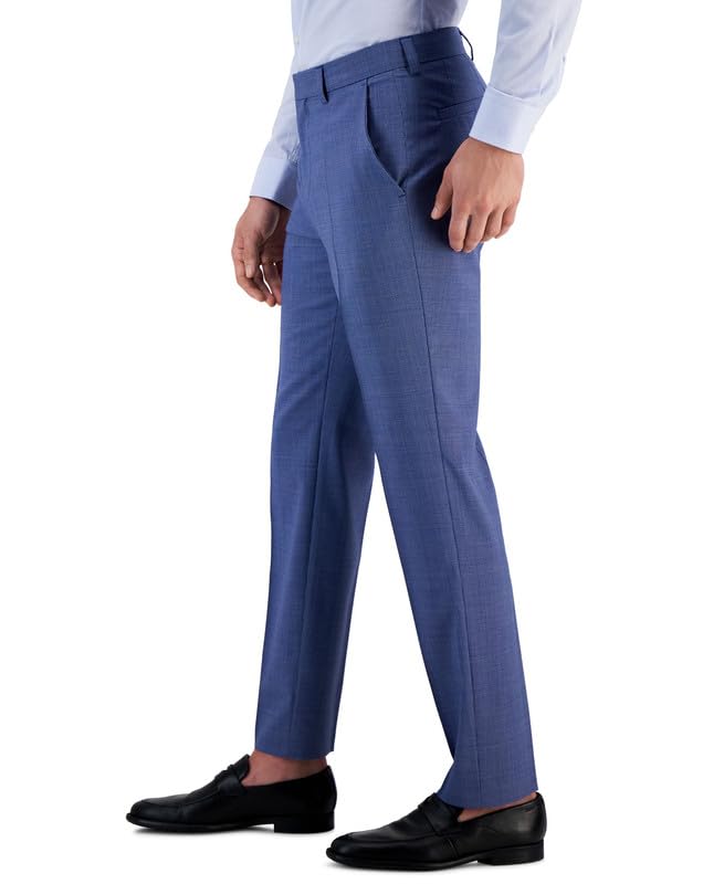 Men's Modern-Fit Stretch Micro-Houndstooth Wool Suit Pants (Mid Blue, 32R)2