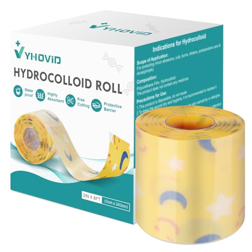 Image of Hydrocolloid Roll for Wound Care, Pimple Patch Roll Tape with Self-Adhesive, Bed Sore Bandages, Highly Absorbent for Burn, Blister, Acne Care, Waterproof (2in x 8ft) -Yellow