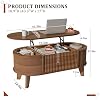 LYNCOHOME 43.3'' Mesa de Café Elevable con Almacenamiento, Mesa de Café Oval Moderna para Sala de Estar u Oficina en Casa (Nogal) 4