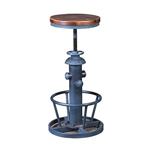 Topower Aged Steampunk Deco Industrial Round Bottom Adjustable Height Cafe Coffee Retro Vintage Fire Hydrant Design Pub Kitchen Counter Bar Stool (Antique Blue, Wooden Top) Topower Aged Steampunk Deco Industrial Round Bottom Adjustable Height Cafe Coffee Retro Vintage Fire Hydrant Design Pub Kitchen Counter Bar Stool Antique Blue Wooden Top