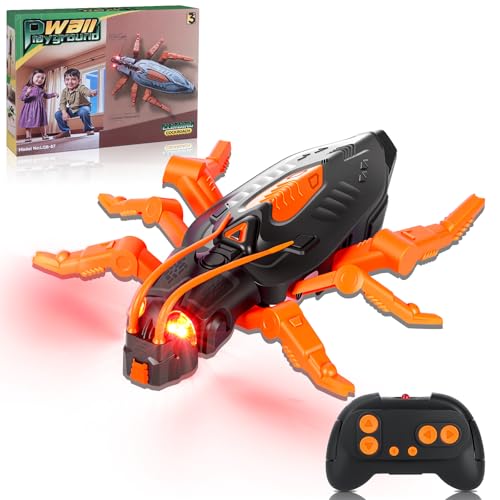 Charmofun Escarabajo Teledirigido con Ojos Led Luminosos, Cucaracha Trepador de Paredes, Movimientos Realistas, Dirección Ajustable, Juguete Regalos para Niños Niñas 3 4 5 6 7 8+ Años (Naranja)