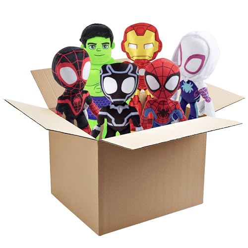 マーベル スパイダーマン&フレンズ 8インチ ぬいぐるみ ミステリーブラインドボックス 3個パック - 公式ライセンス商品8インチスパイダーマン3個入 - 本物の収集可能なソフトぬいぐるみフィギュア - 子供、男の子、女の子へのギフトに - 2歳以上