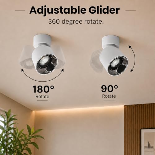 Image of NW 12W Glider SF Moveable White with Gun Black Aluminium 360 Degree Adjustable Cylindrical Shape LED Surface Light | COB Light | Wall Light | Spot Light | Light Color- Natural White (Pack of 4)