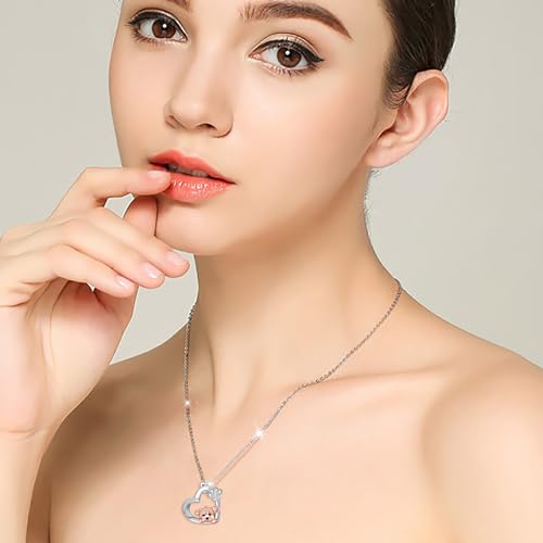 Highland Cow, Axolotl, Pig, French Bulldog Gifts 925 Sterling Silver Pendant Necklace Heart Jewelry for Women Daughter2