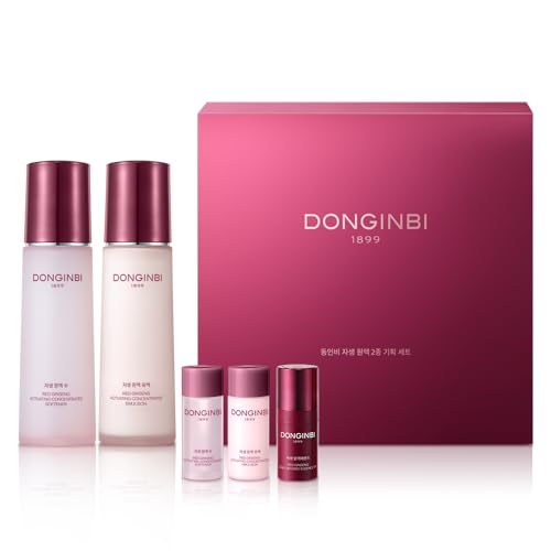 Donginbi Red Ginseng Activating Concentrated Set - Vegan Firming & Skin Barrier Repair Toner(4.4 floz) & Essence(4.4 floz), Moisturizer for Face, Korean Ginseng Skin Care Set