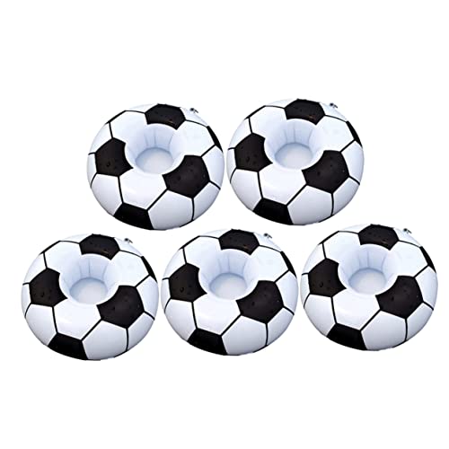 WOONEKY 5-Pack PVC Inflatable Football Drink Cup Holder for Beach Pool Parties Floating Drink Holder Sturdy and Easy to Inflate