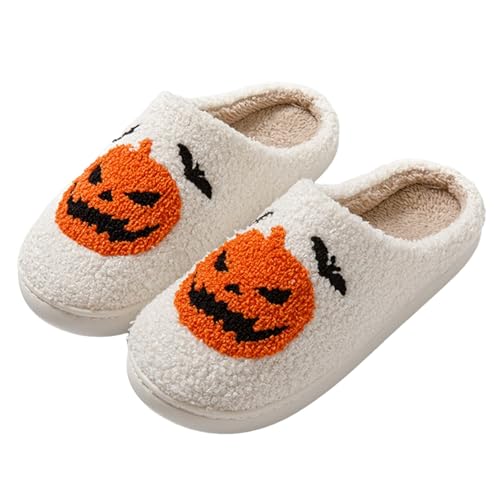 Image of Womens Mens House Slippers Retro Comfy Warm Plush Slip on Fluffy Memory Foam Home Sippers for Winter Indoor Outdoor