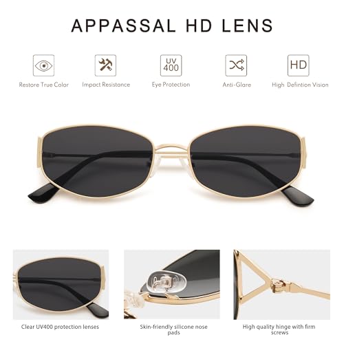 Retro Oval Sunglasses For Women Men Hexagonal Rectangle Metal Frame Sun Glasses AP3625