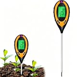YRHWS Bodentester, Boden-pH-Messer 4-in-1 Bodenmessgerät für Temperatur/pH/Licht/Feuchtigkeit, Boden-Feuchtigkeitsmessgerät für Pflanzen Gartenarbeit Rasen Garten Landwirtschaft
